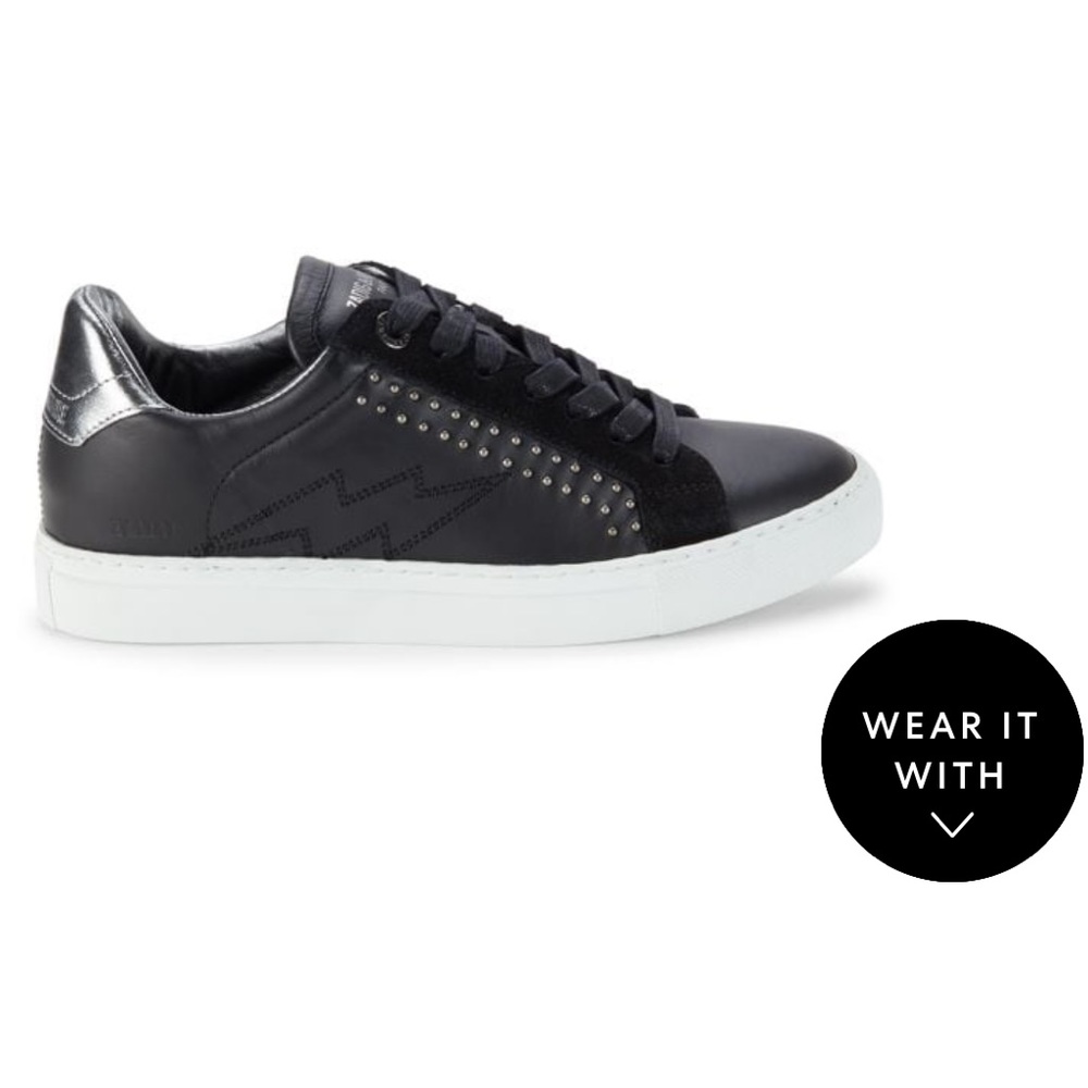 ZADIG & VOLTAIRE
Leather Studded Accents Sneakers
